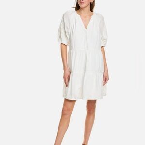 Embroidered Balloon Sleeve Mini Dress